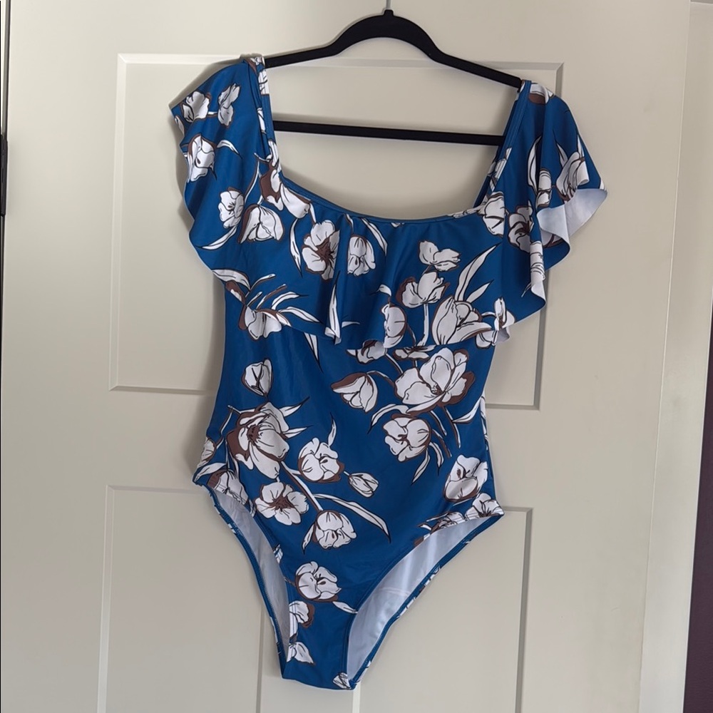 Amazon Blue Floral One Piece Swimsuit
